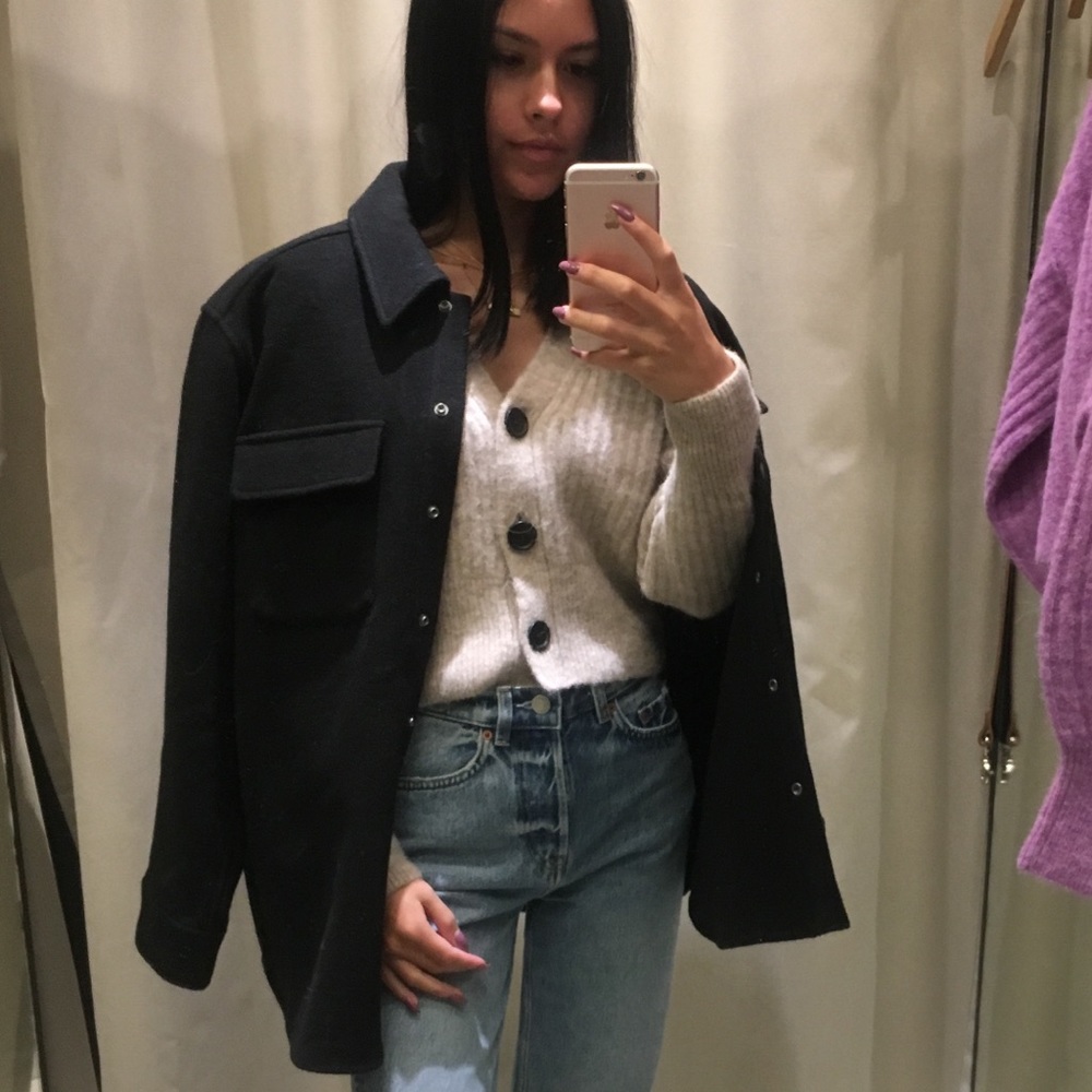 & Other Stories Black Utilitarian wool jacket